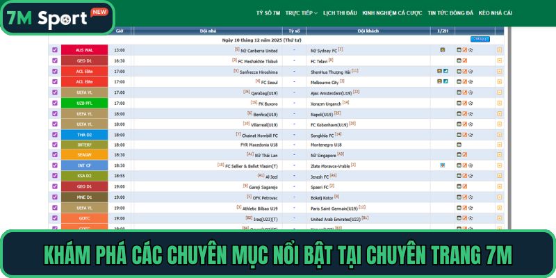 Khám phá các chuyên mục nổi bật tại chuyên trang 7M